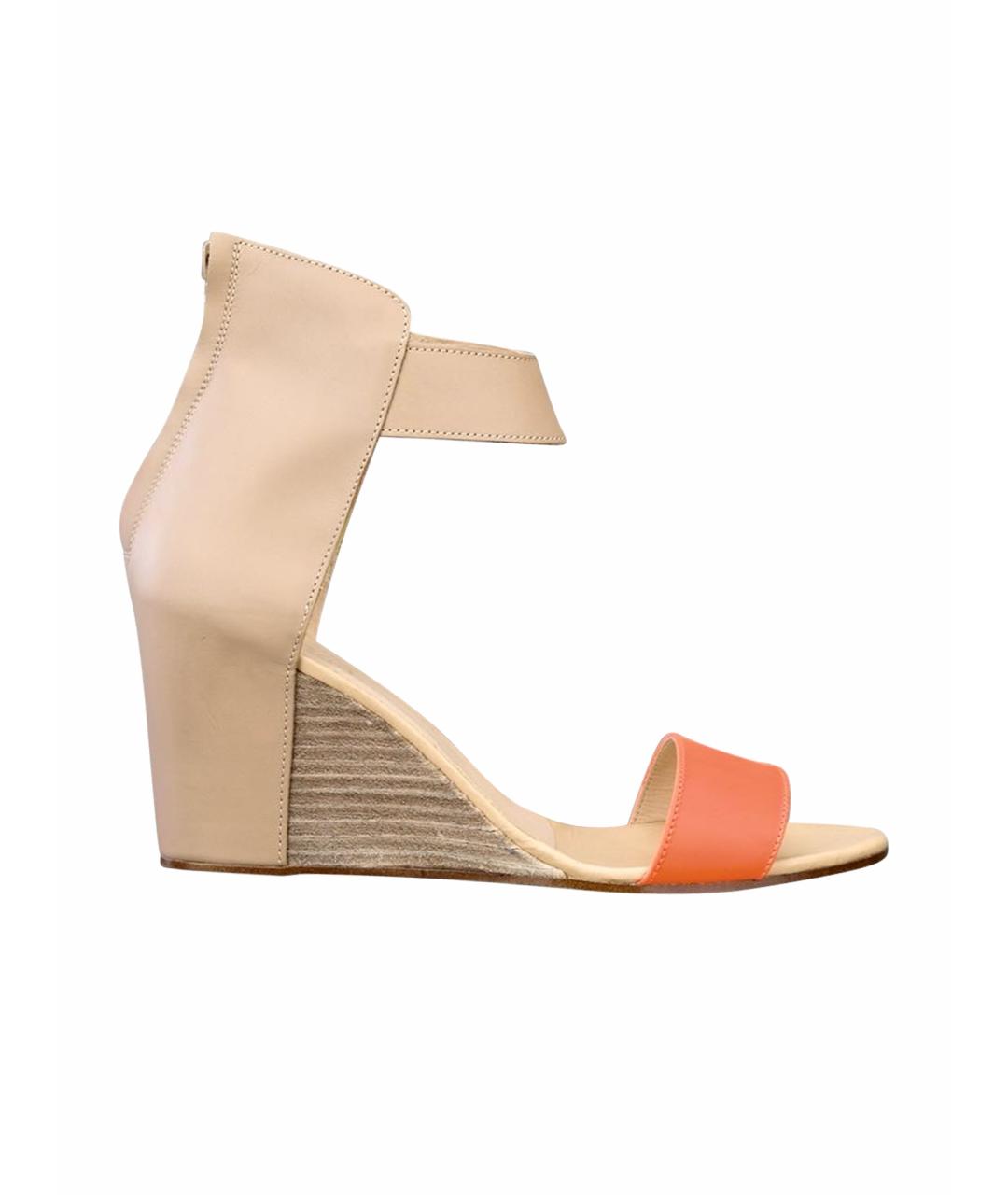 MM6 MAISON MARGIELA Бежевые кожаные босоножки, фото 1