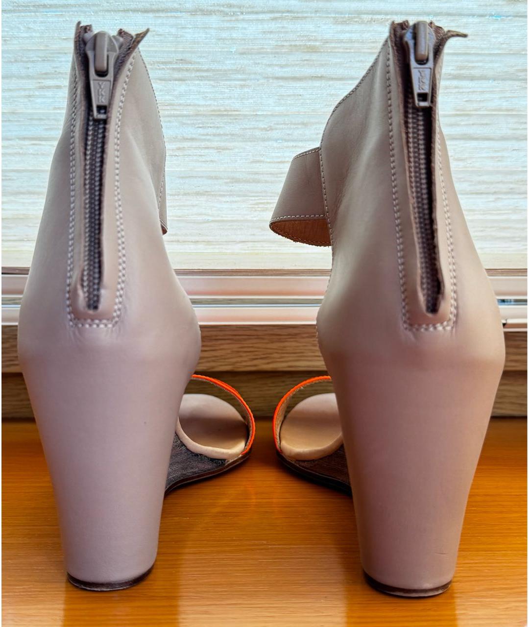 MM6 MAISON MARGIELA Бежевые кожаные босоножки, фото 4