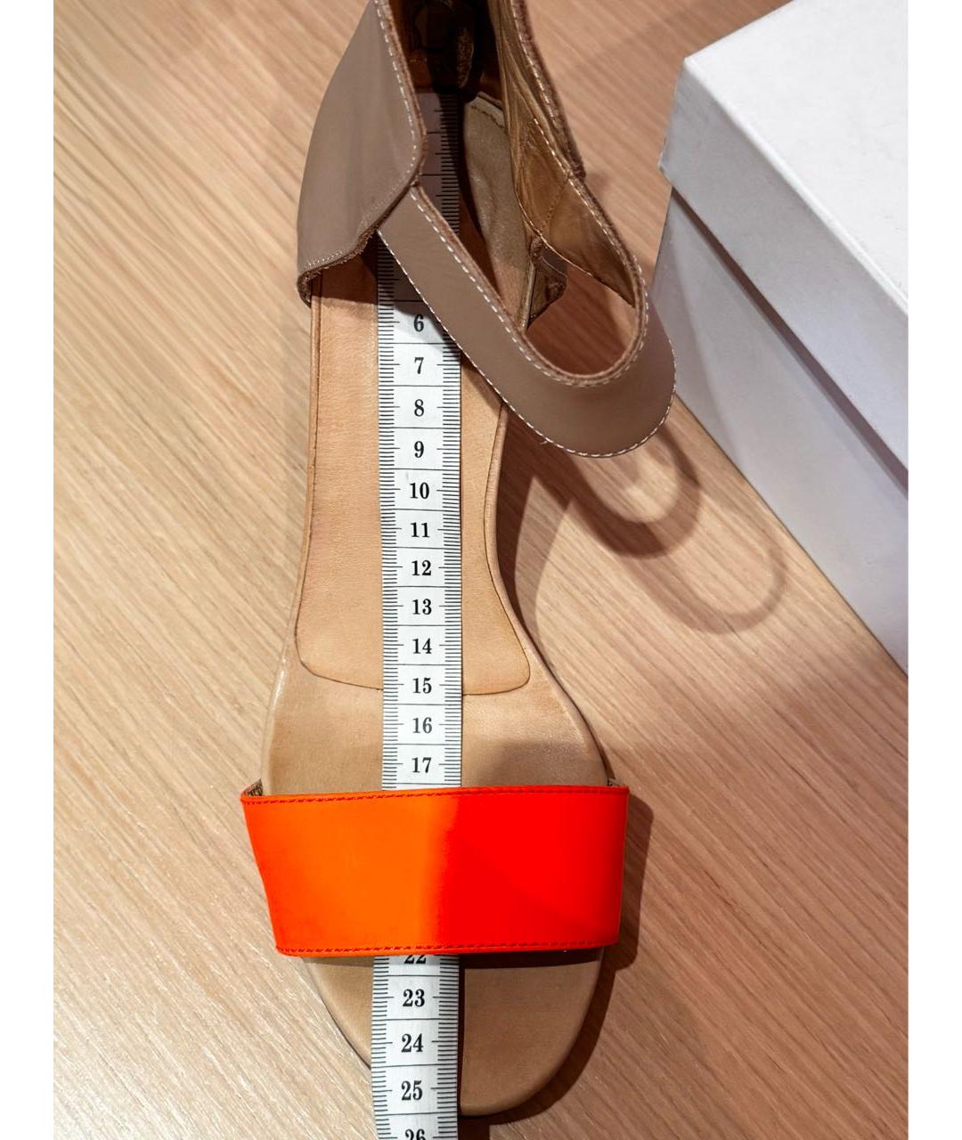 MM6 MAISON MARGIELA Бежевые кожаные босоножки, фото 6