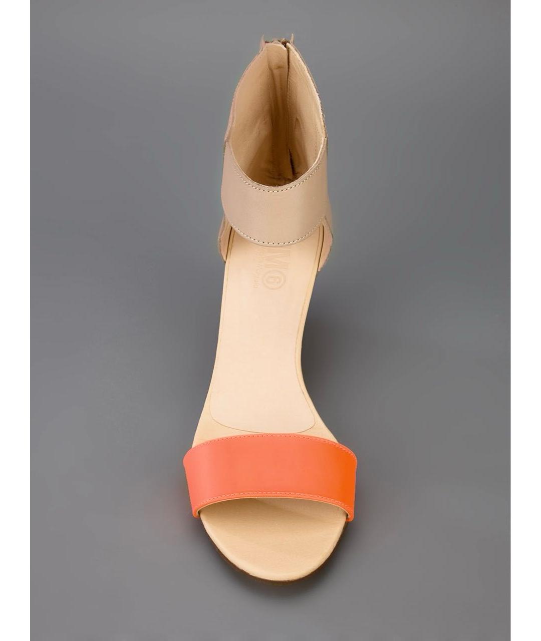 MM6 MAISON MARGIELA Бежевые кожаные босоножки, фото 2