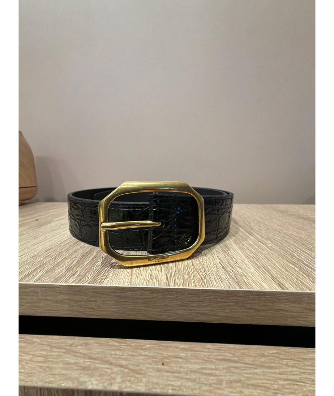 SAINT LAURENT Черный кожаный ремень, фото 4