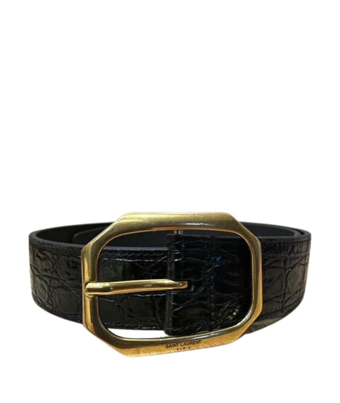 SAINT LAURENT Черный кожаный ремень, фото 1