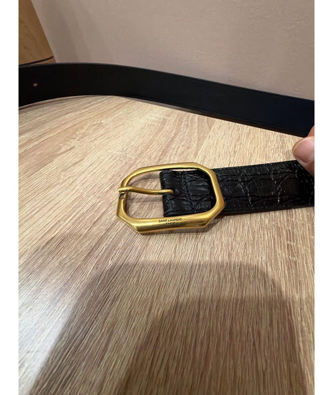 SAINT LAURENT Черный кожаный ремень, фото 2