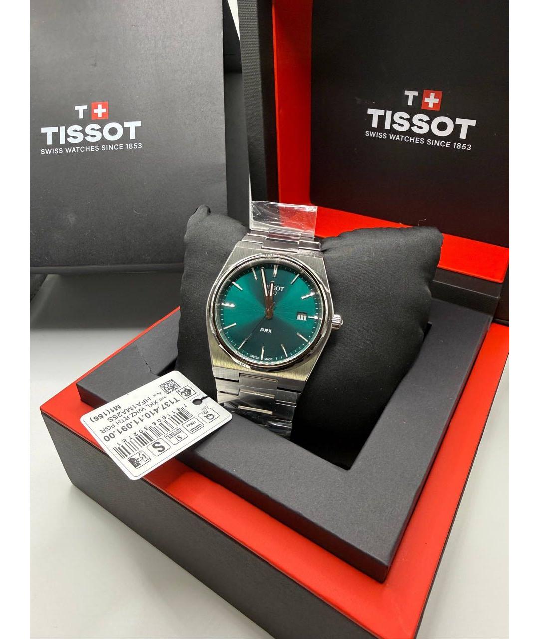 TISSOT Зеленые серебряные часы, фото 2