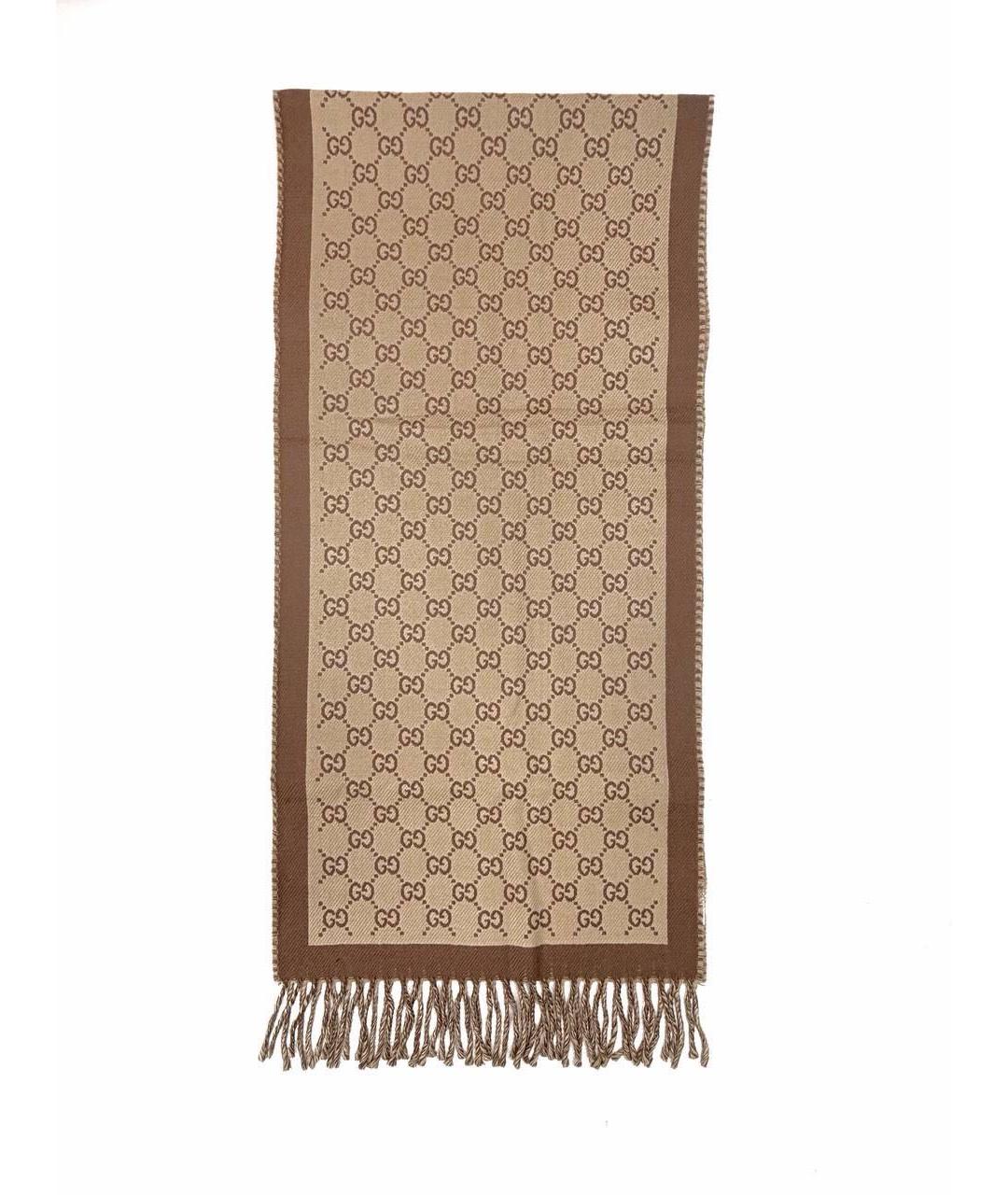GUCCI Коричневый шерстяной шарф, фото 5