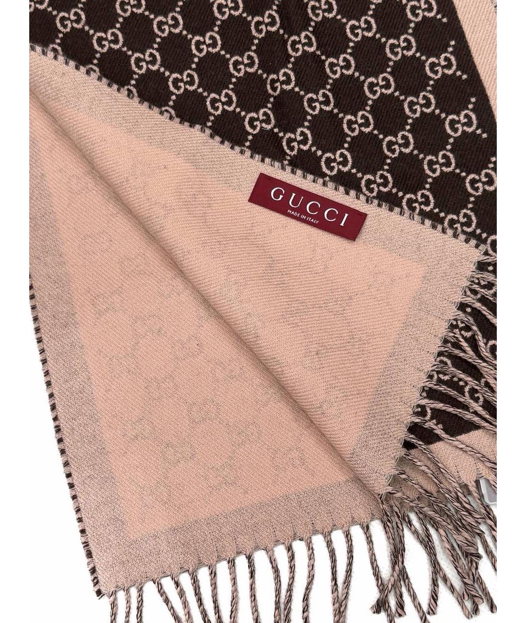 GUCCI Черный шерстяной шарф, фото 4