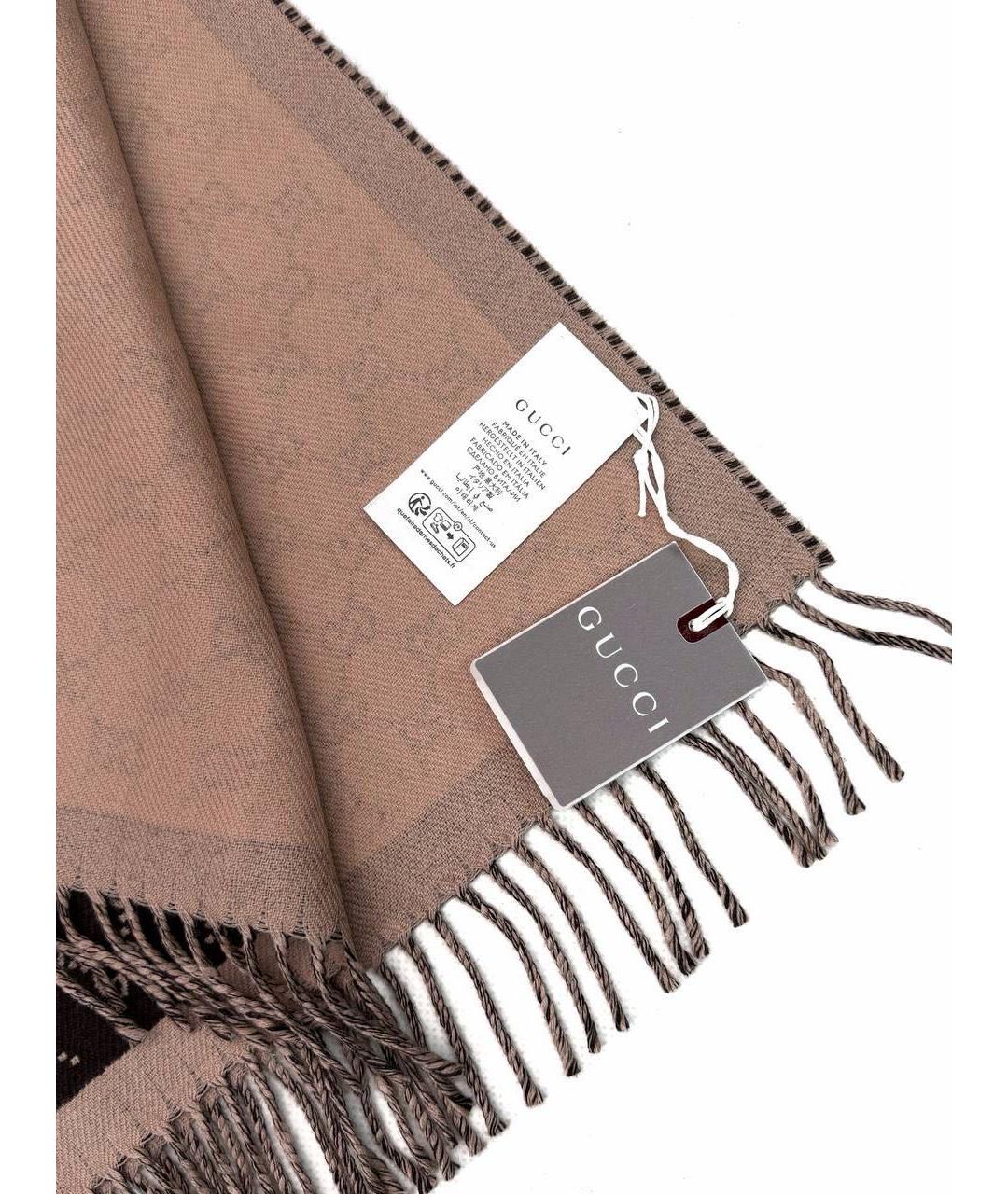 GUCCI Черный шерстяной шарф, фото 2