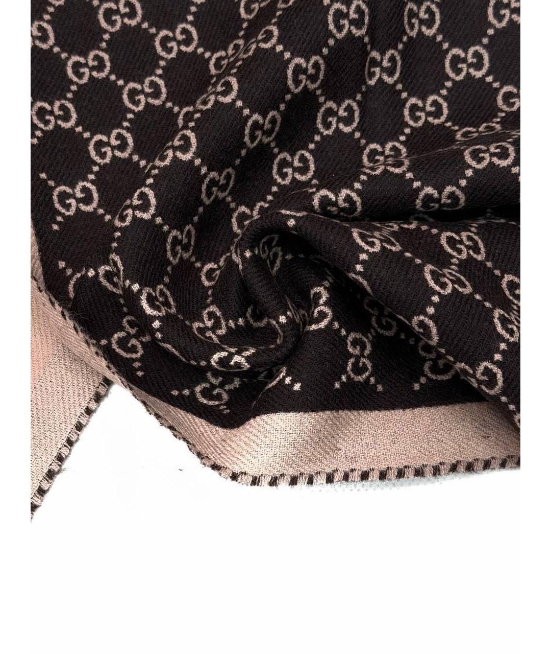 GUCCI Черный шерстяной шарф, фото 3