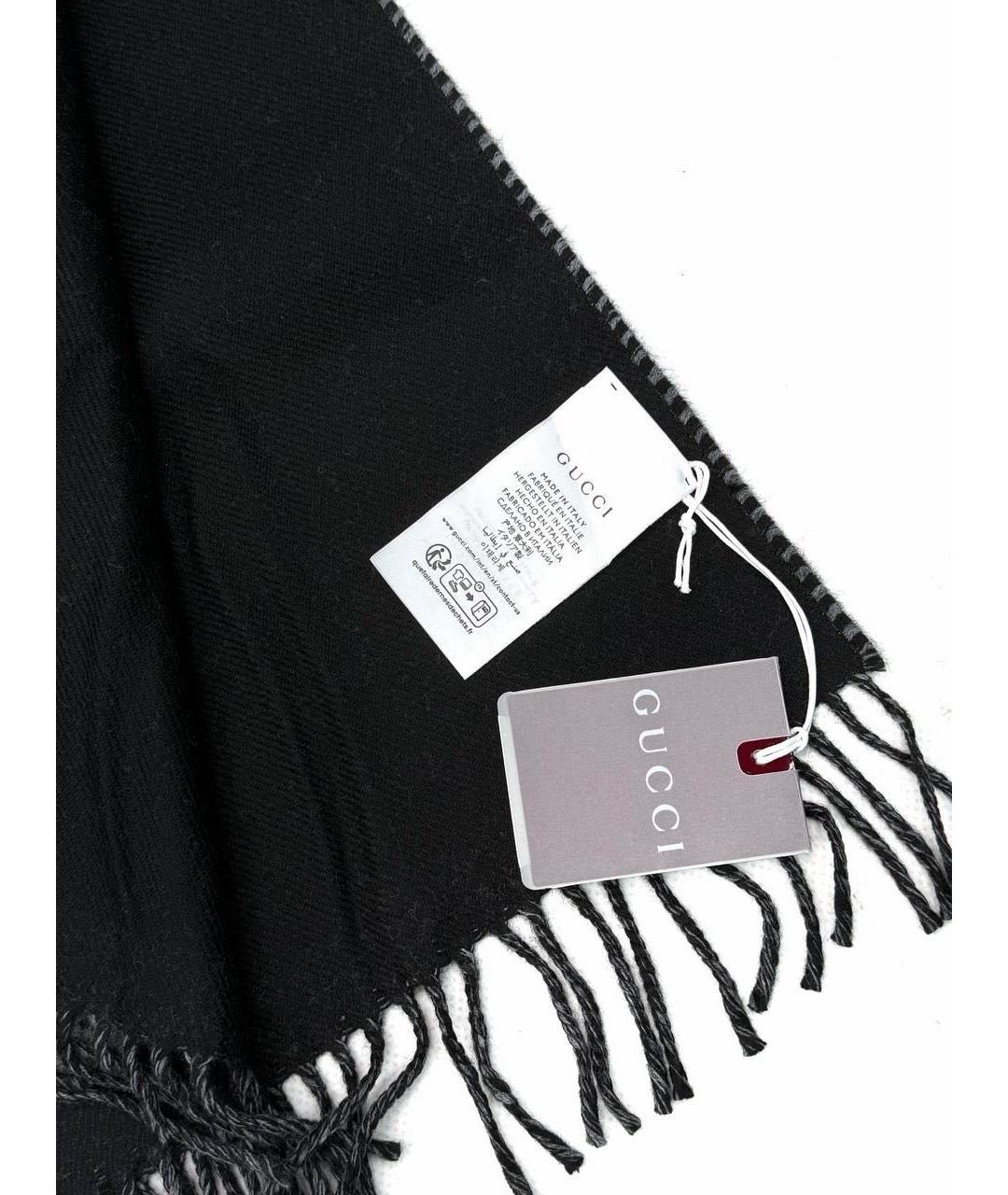 GUCCI Серый шерстяной шарф, фото 2