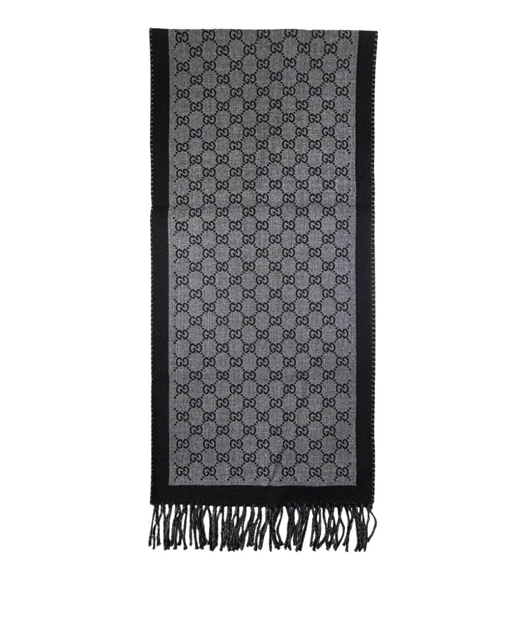 GUCCI Серый шерстяной шарф, фото 1