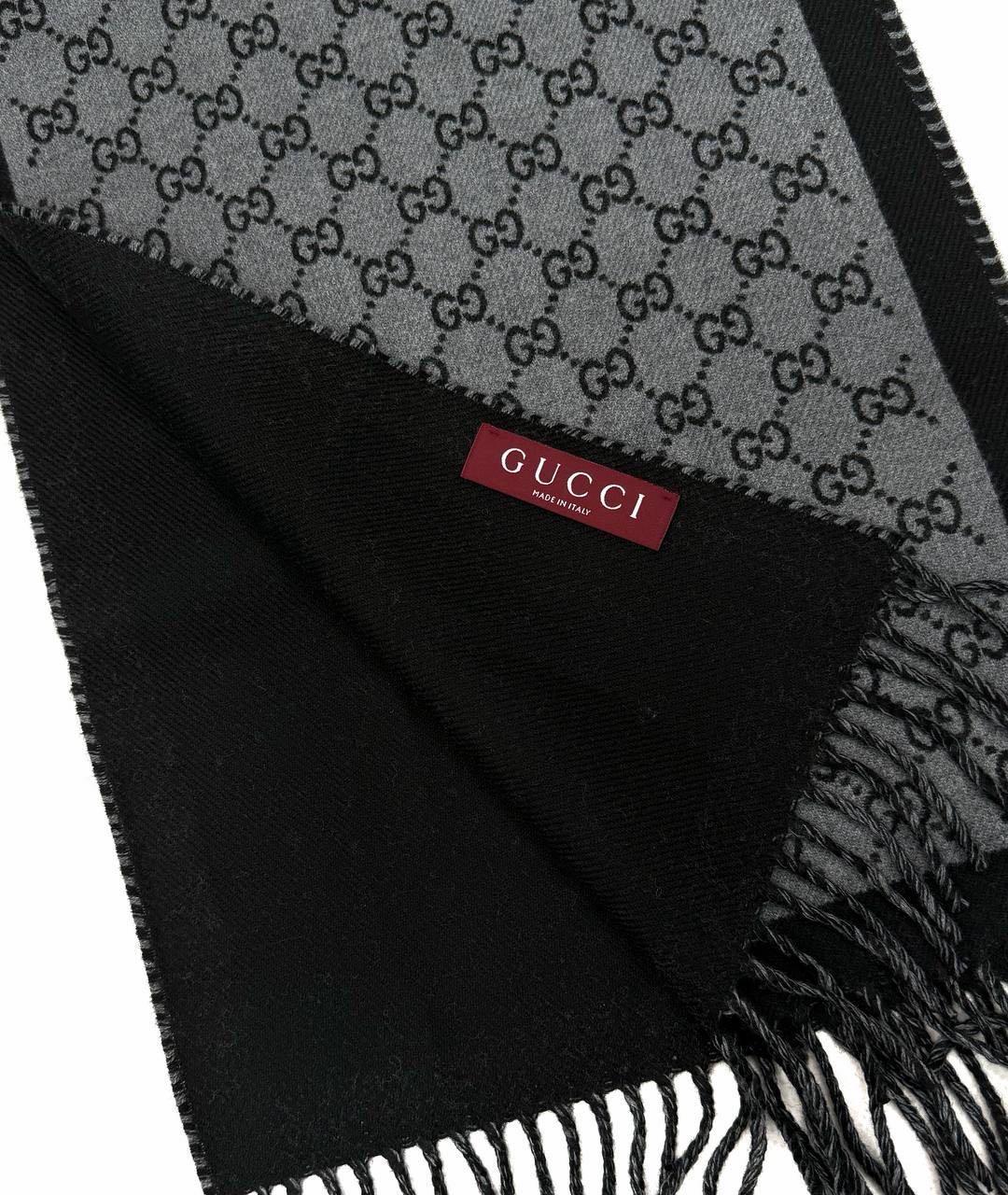 GUCCI Серый шерстяной шарф, фото 4