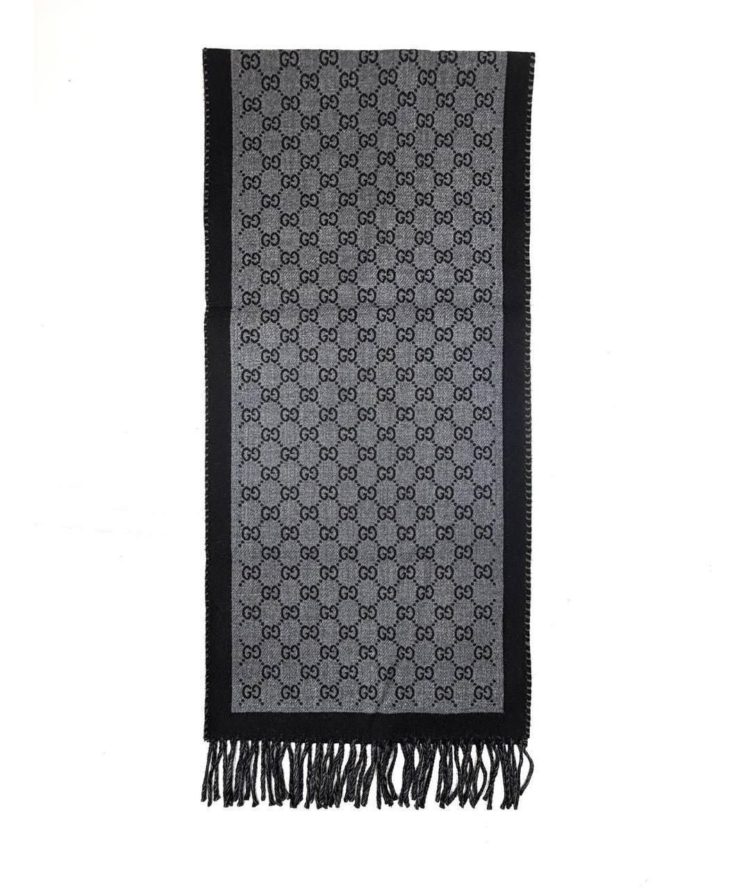 GUCCI Серый шерстяной шарф, фото 5