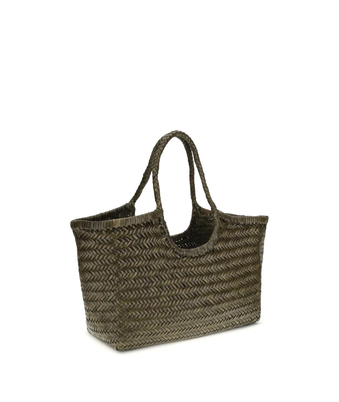 Dragon Diffusion Хаки кожаная сумка с короткими ручками, фото 3