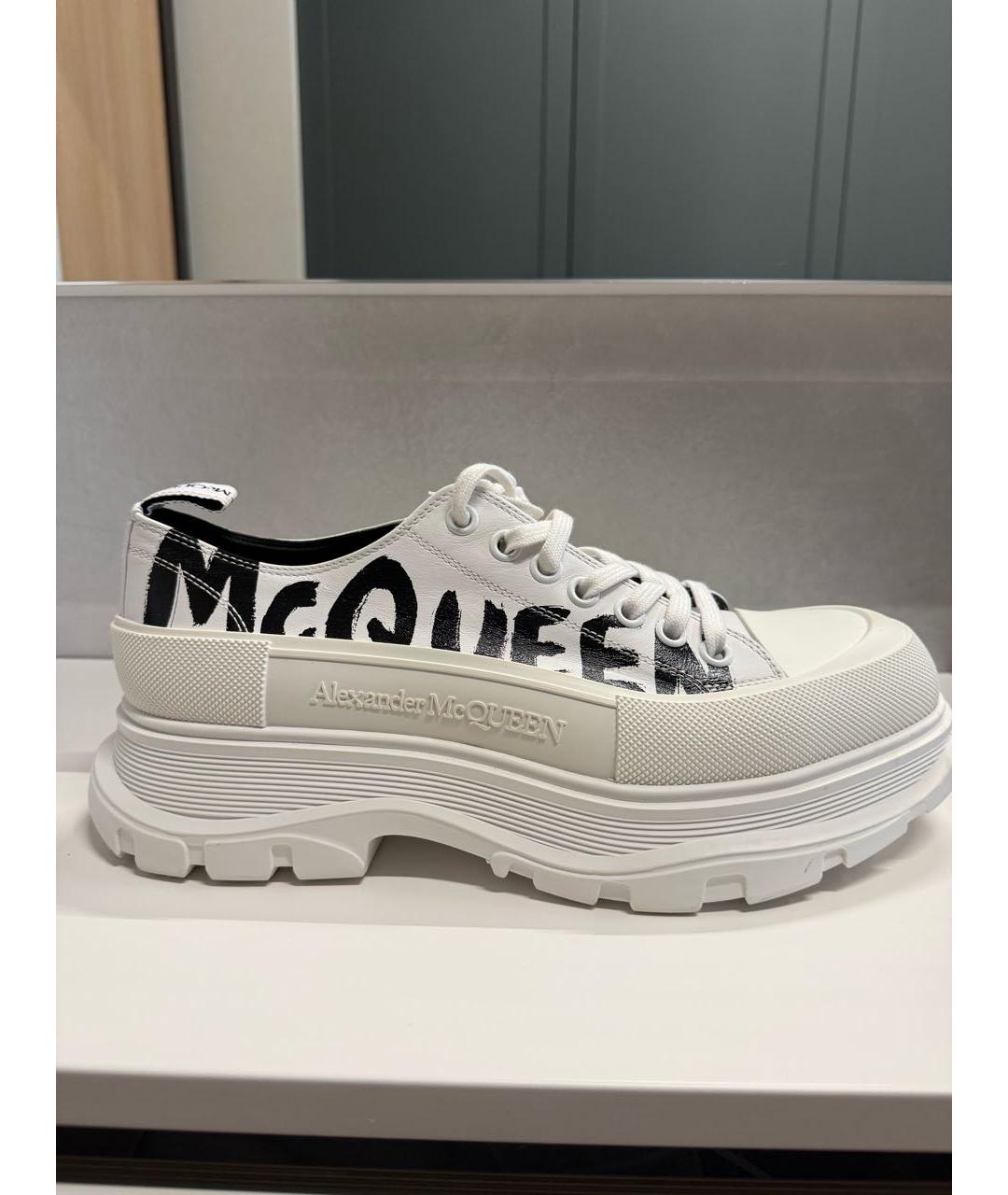 ALEXANDER MCQUEEN Белые кожаные высокие кроссовки / кеды, фото 5