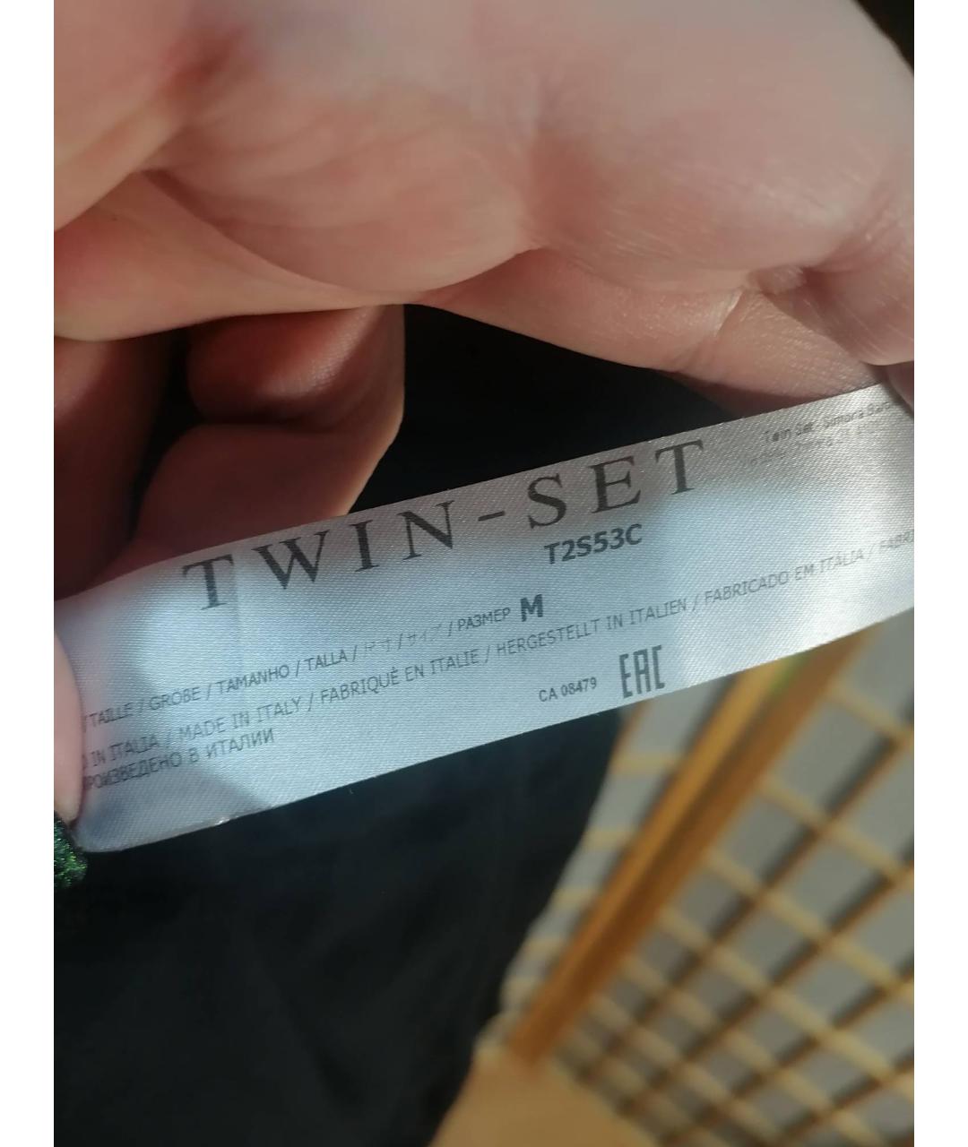 TWIN-SET Черное вискозное коктейльное платье, фото 5