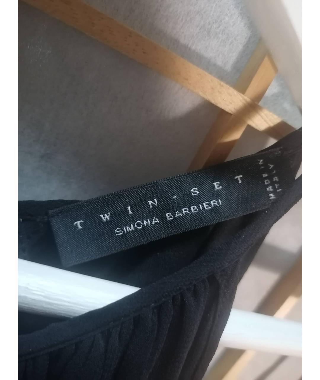 TWIN-SET Черное вискозное коктейльное платье, фото 3