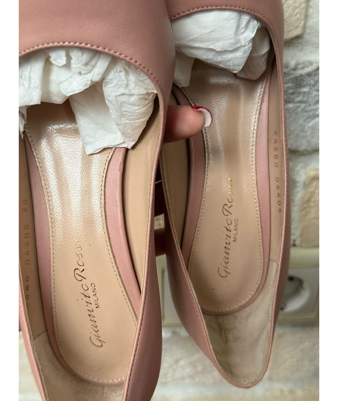 GIANVITO ROSSI Розовые кожаные туфли, фото 4