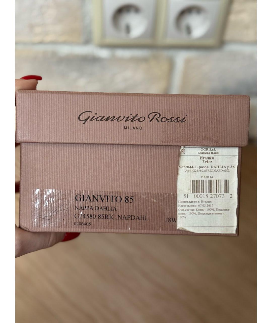 GIANVITO ROSSI Розовые кожаные туфли, фото 8