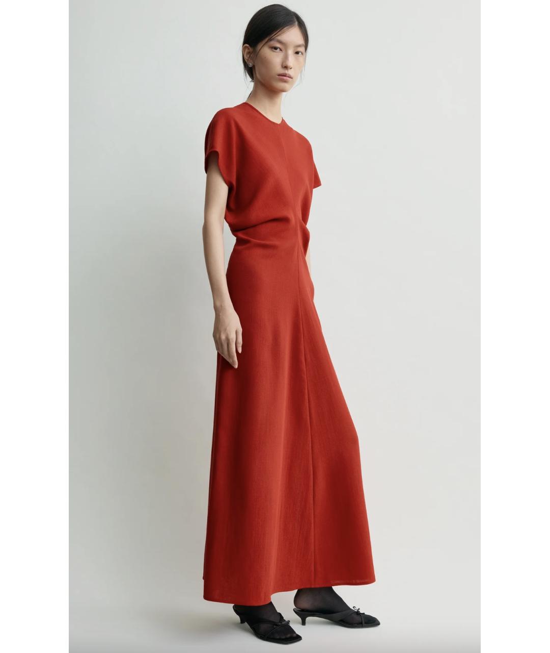 TOTEME Красное шерстяное повседневное платье, фото 4