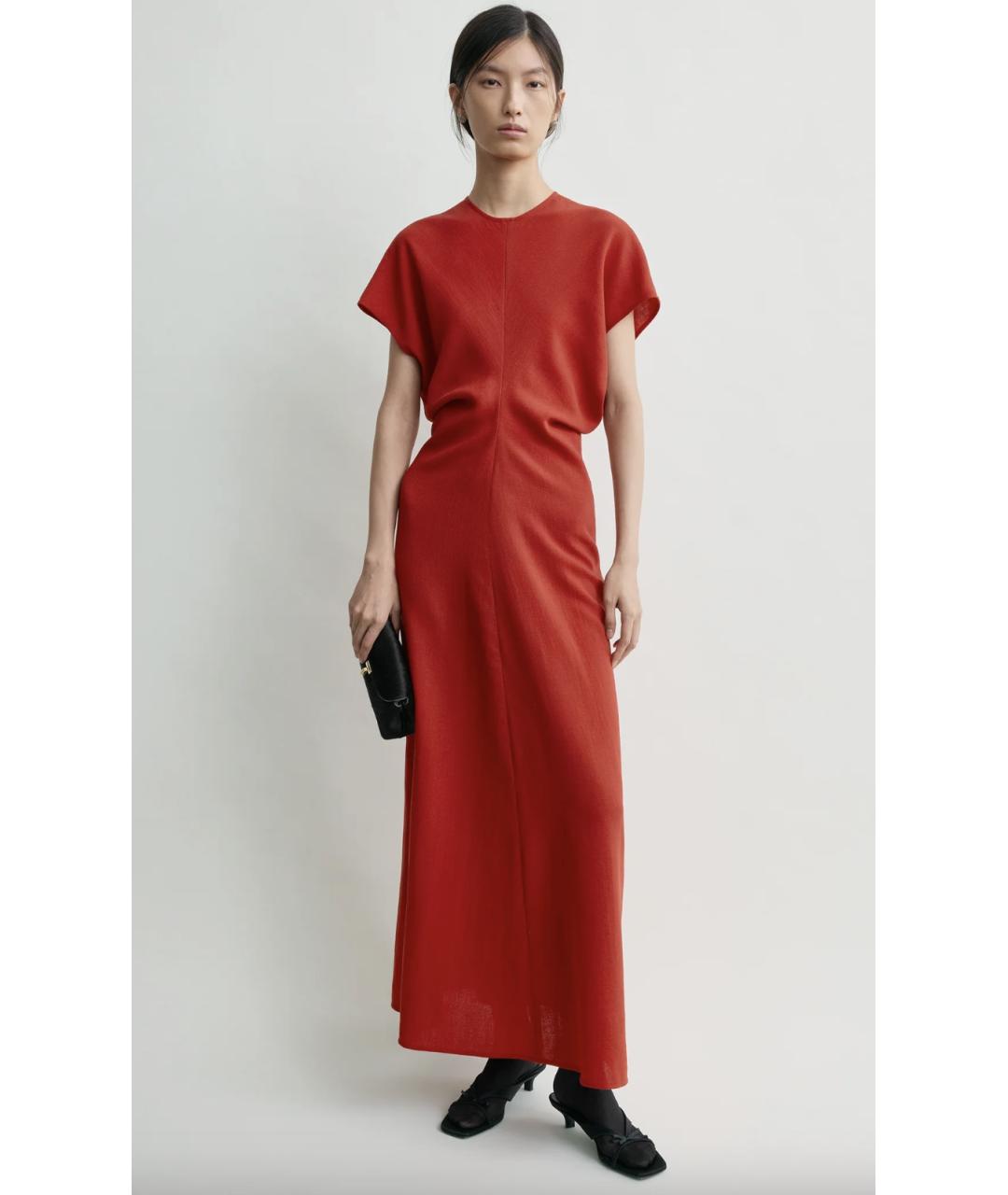 TOTEME Красное шерстяное повседневное платье, фото 5