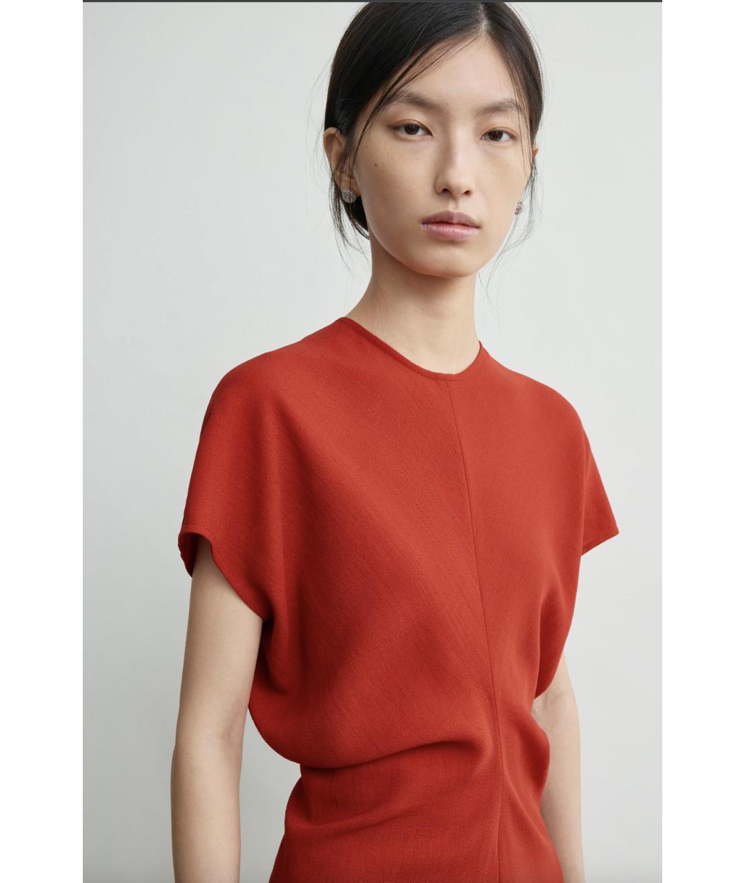 TOTEME Красное шерстяное повседневное платье, фото 2