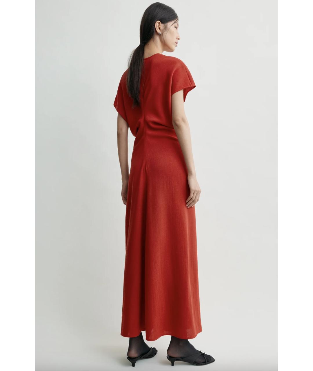 TOTEME Красное шерстяное повседневное платье, фото 3