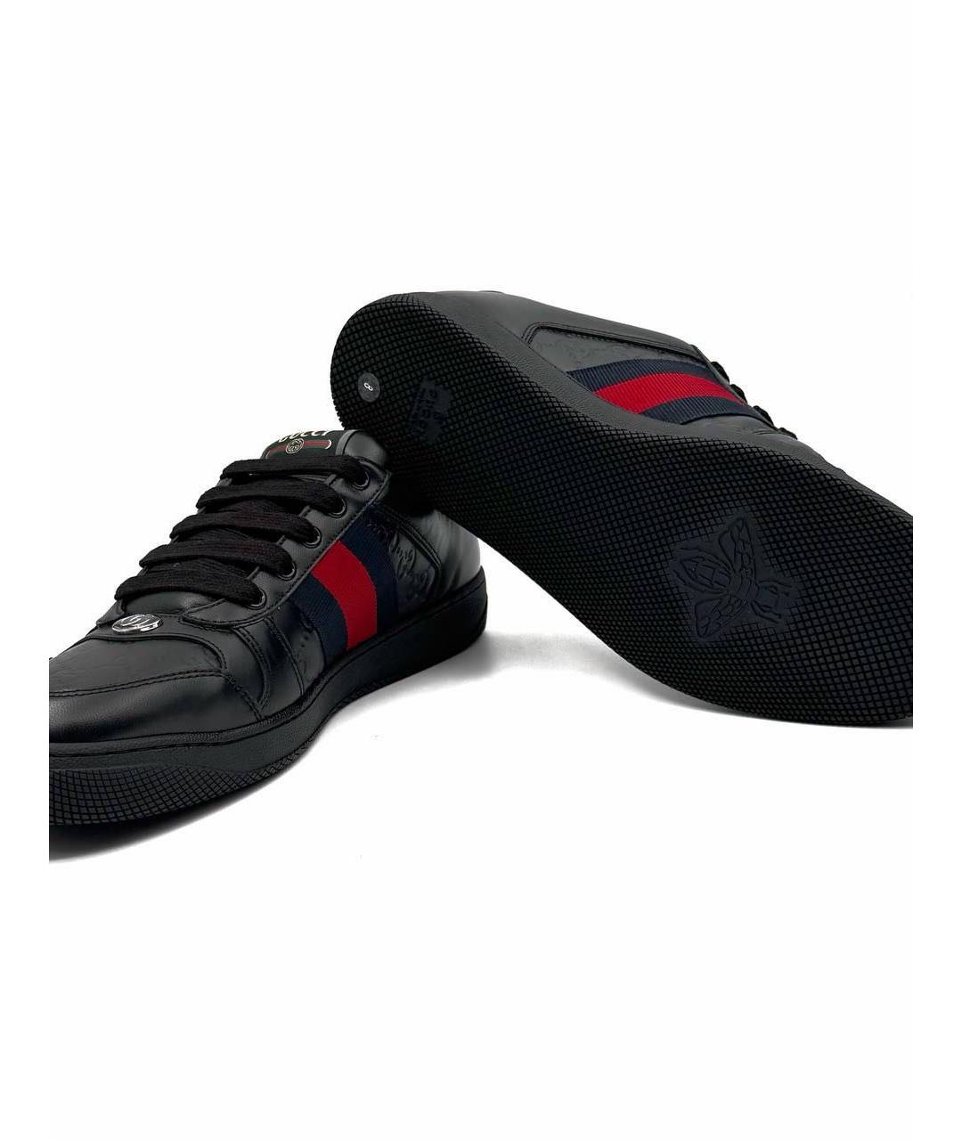 GUCCI Черные кожаные низкие кроссовки / кеды, фото 5