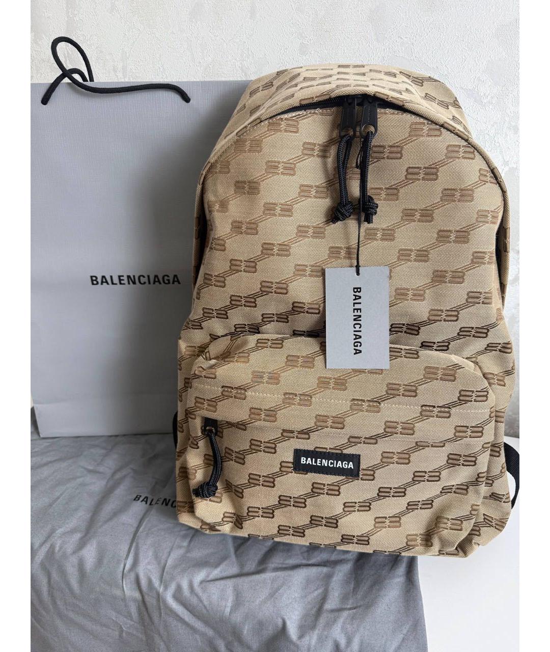 BALENCIAGA Бежевый жаккардовый рюкзак, фото 2