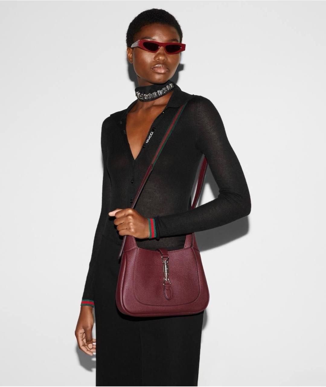 GUCCI Бордовая кожаная сумка через плечо, фото 3