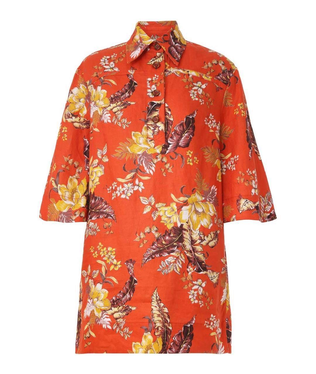 ZIMMERMANN Оранжевое льняное повседневное платье, фото 6