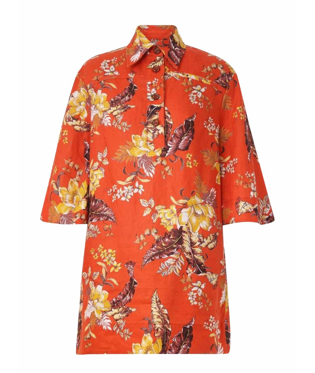 ZIMMERMANN Оранжевое льняное повседневное платье, фото 1