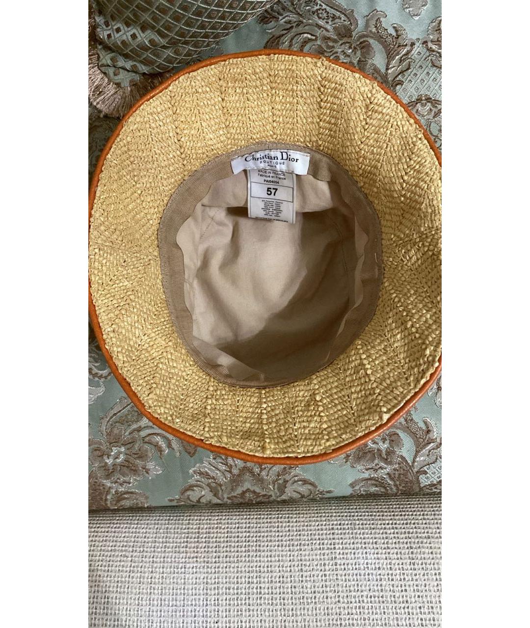 CHRISTIAN DIOR Бежевая соломенная шляпа, фото 2