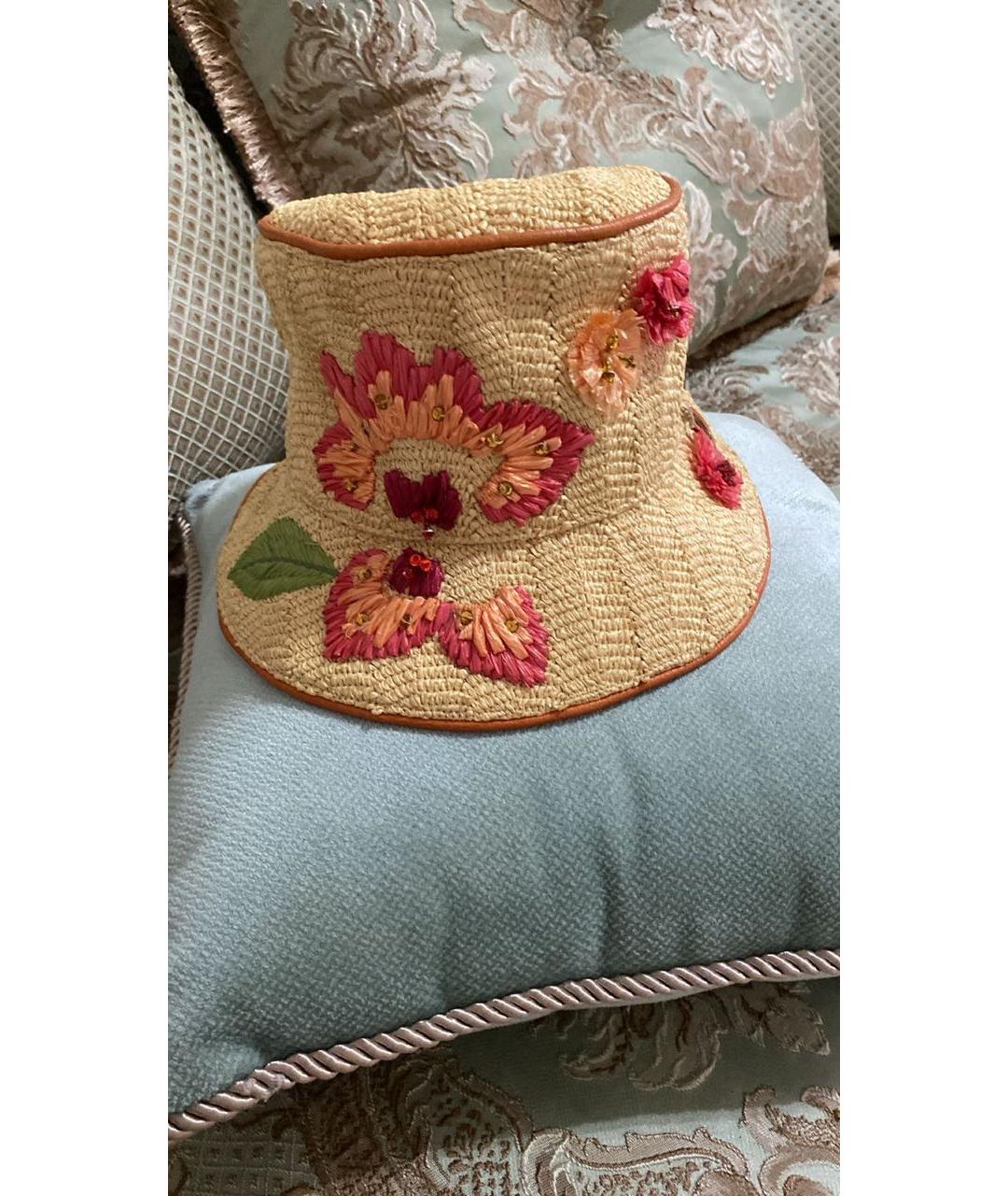 CHRISTIAN DIOR Бежевая соломенная шляпа, фото 3