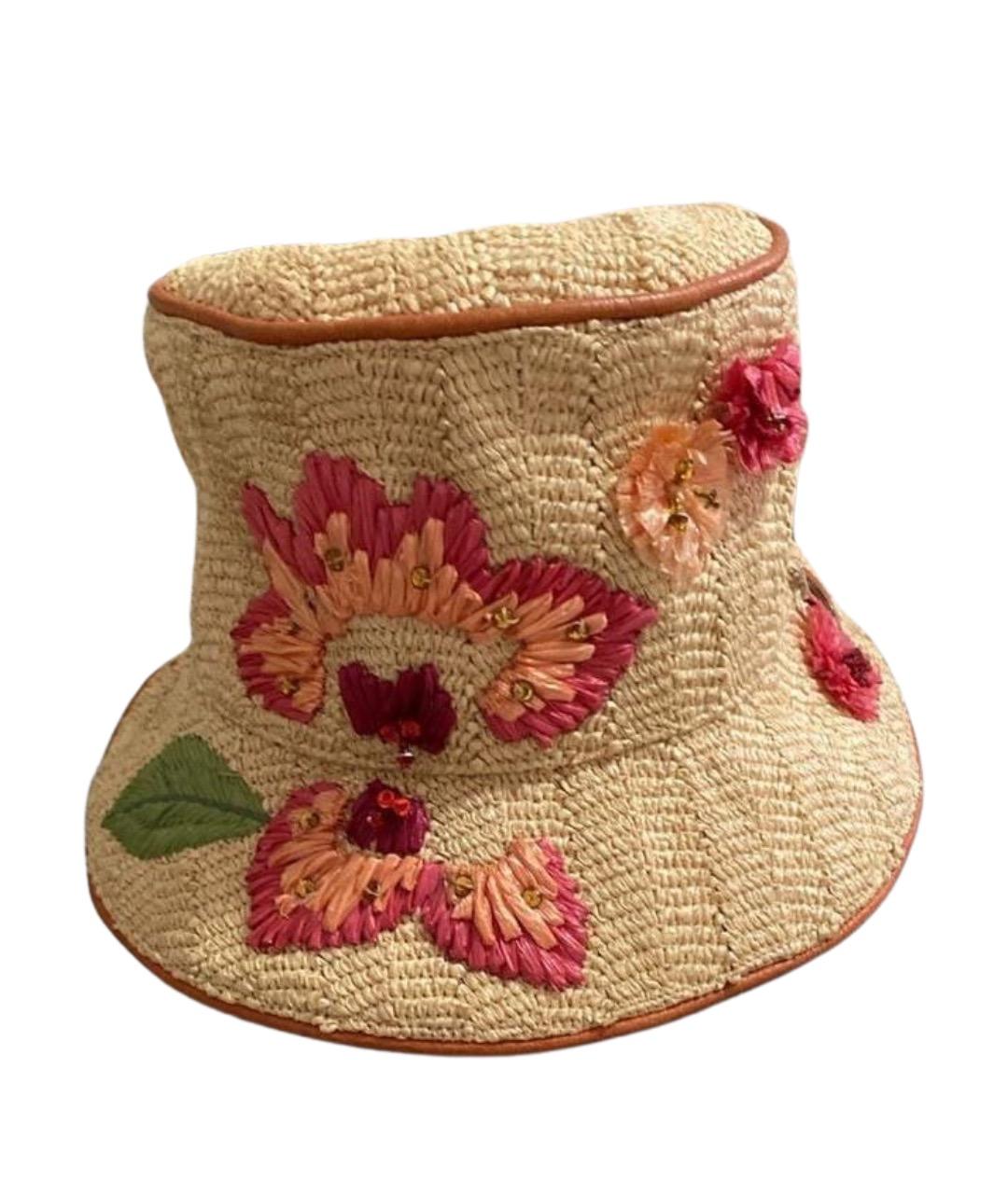 CHRISTIAN DIOR Бежевая соломенная шляпа, фото 1