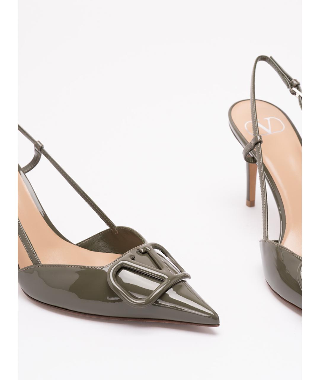 VALENTINO Хаки туфли из лакированной кожи, фото 5