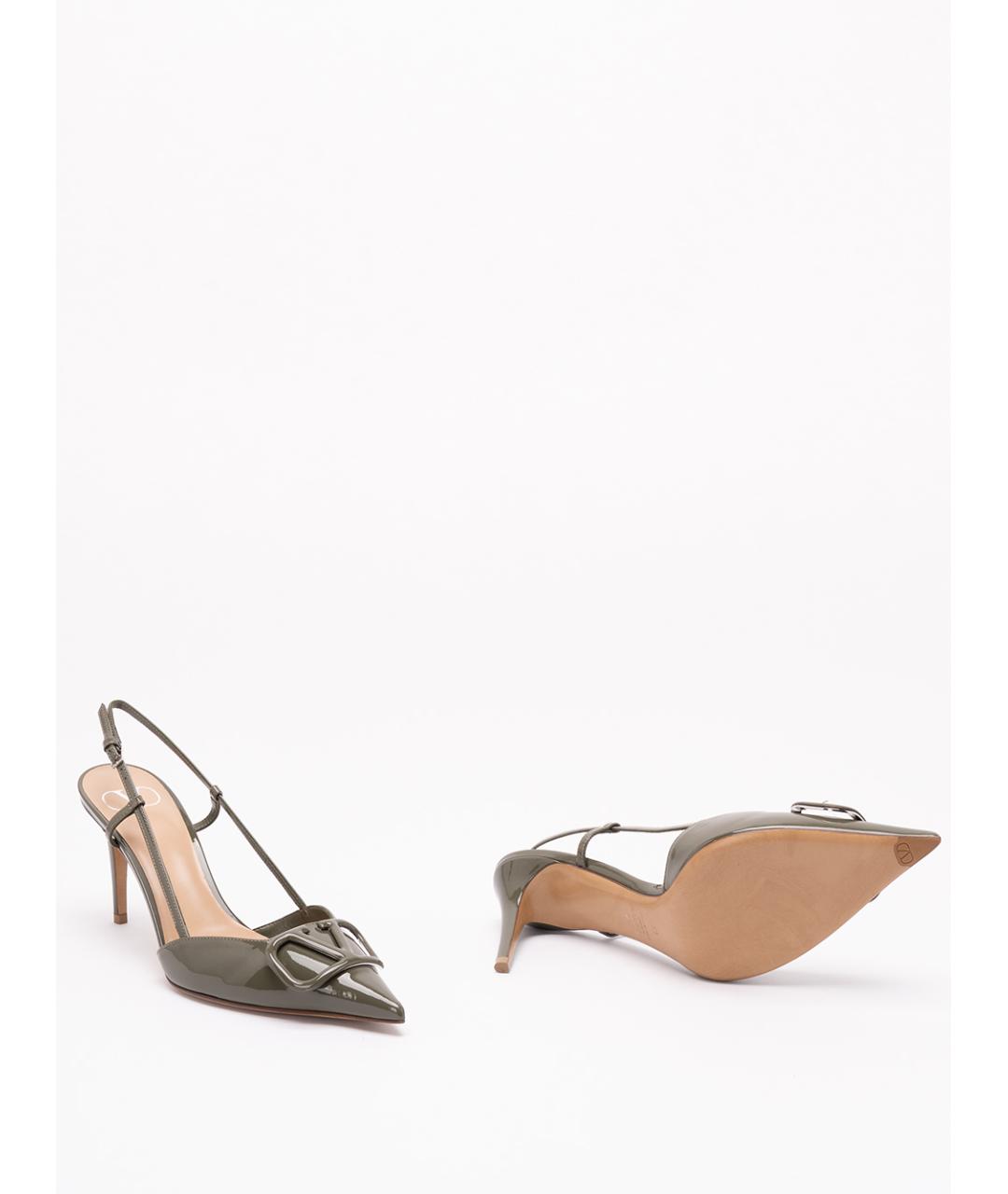 VALENTINO Хаки туфли из лакированной кожи, фото 4