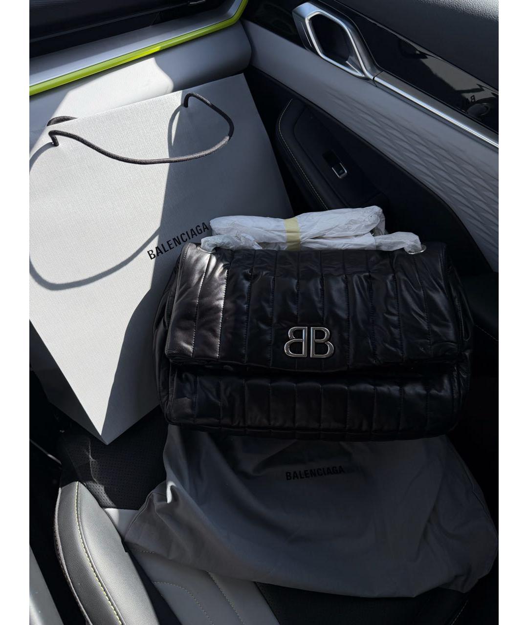 BALENCIAGA Черная кожаная сумка через плечо, фото 2