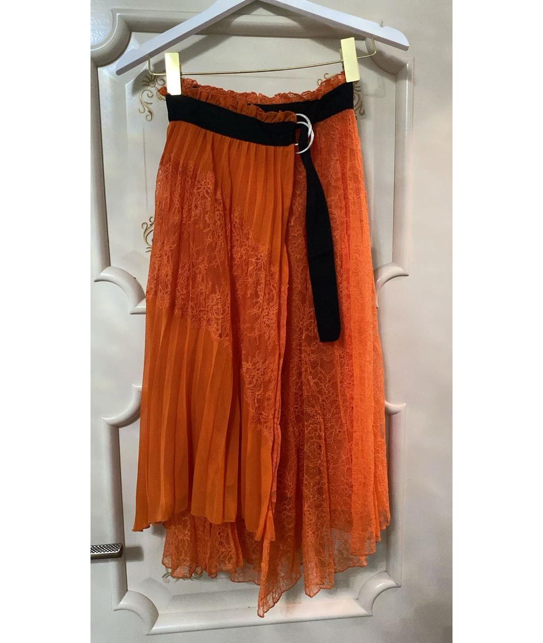 ERMANNO SCERVINO Оранжевая полиэстеровая юбка миди, фото 4