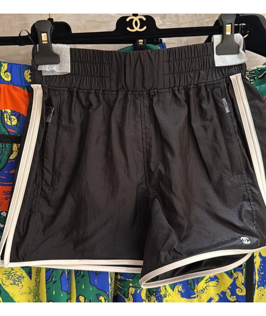 CHANEL Черные полиэстеровые шорты, фото 5