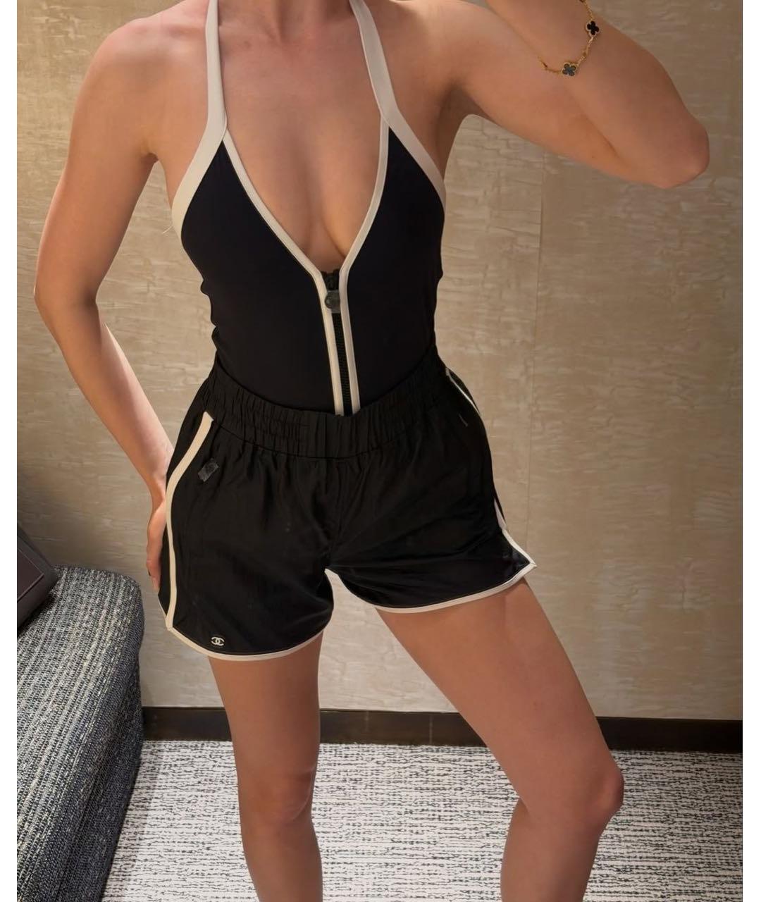 CHANEL Черные полиэстеровые шорты, фото 2