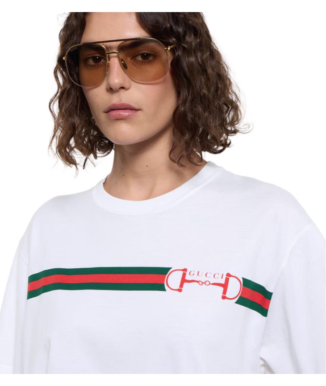 GUCCI Белая хлопковая футболка, фото 3