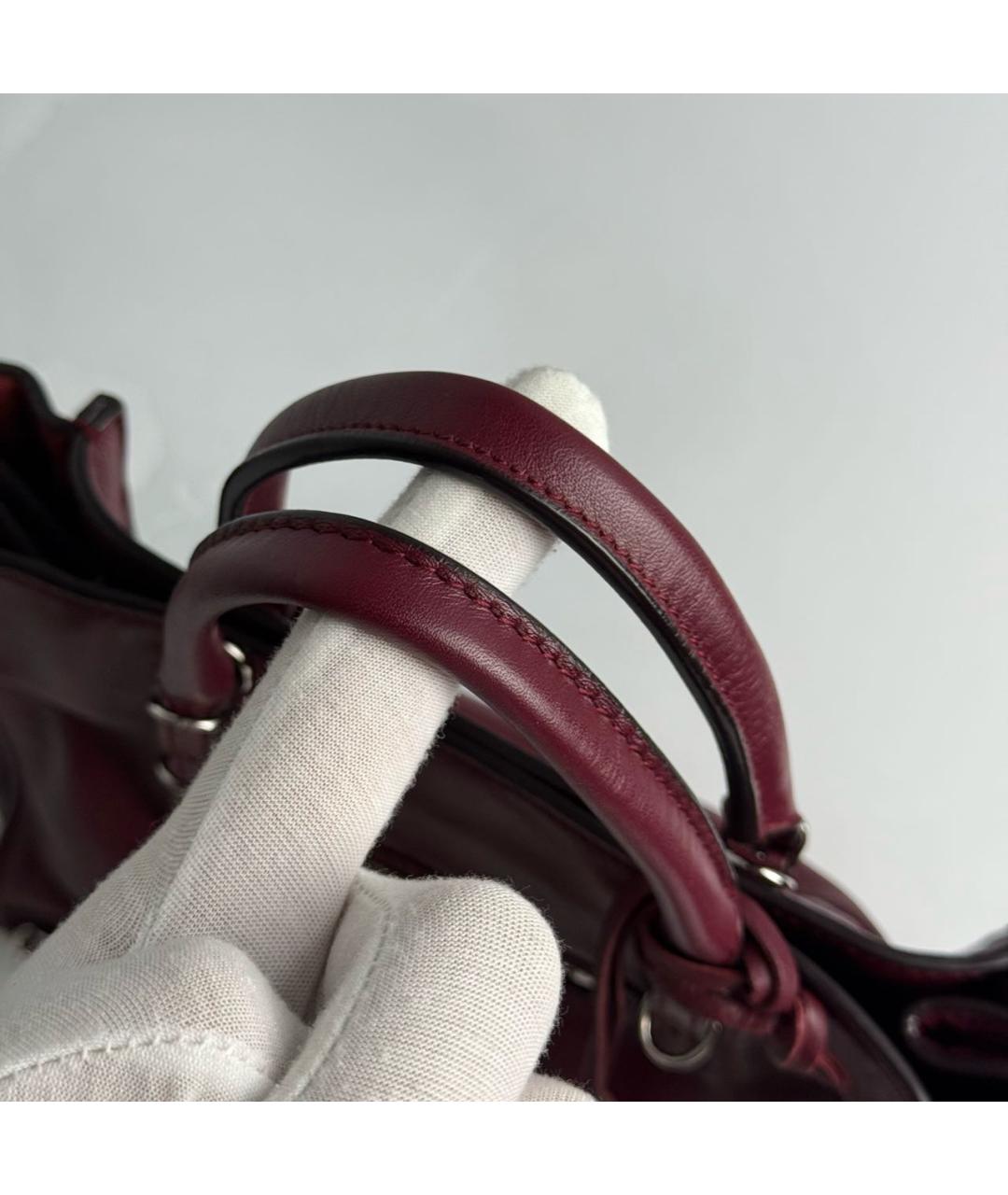 BALENCIAGA Бордовая кожаная сумка с короткими ручками, фото 6