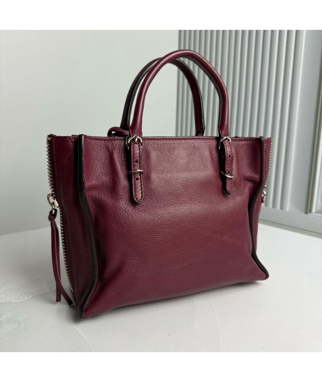 BALENCIAGA Бордовая кожаная сумка с короткими ручками, фото 3