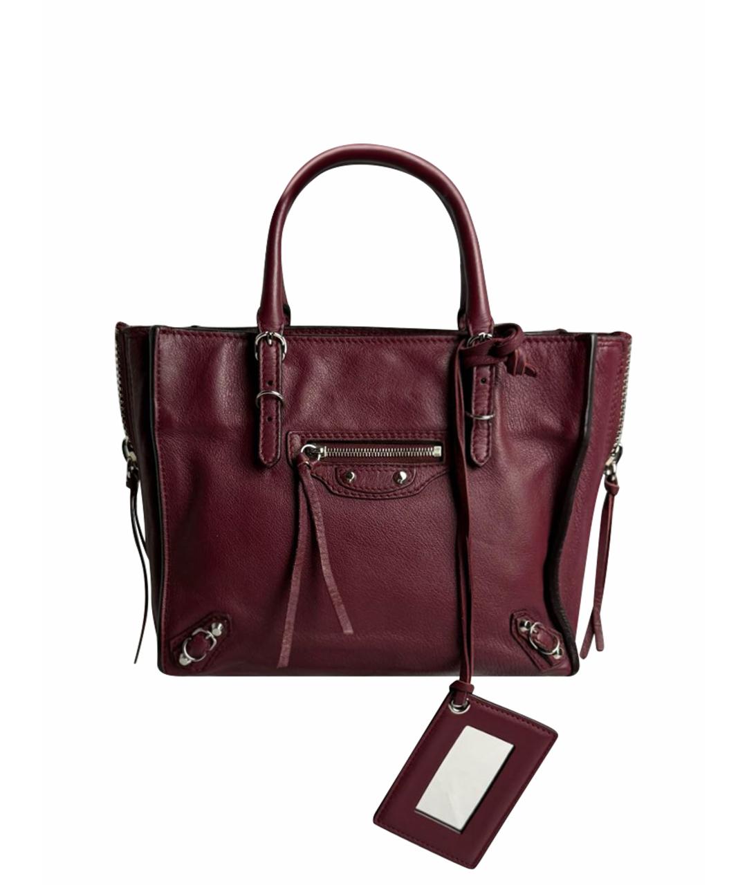 BALENCIAGA Бордовая кожаная сумка с короткими ручками, фото 1