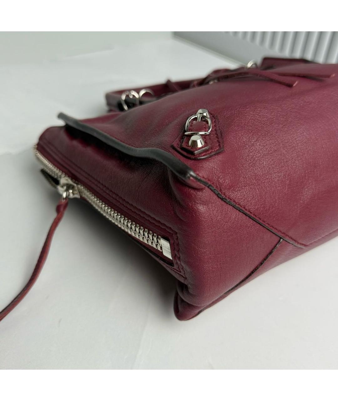 BALENCIAGA Бордовая кожаная сумка с короткими ручками, фото 5