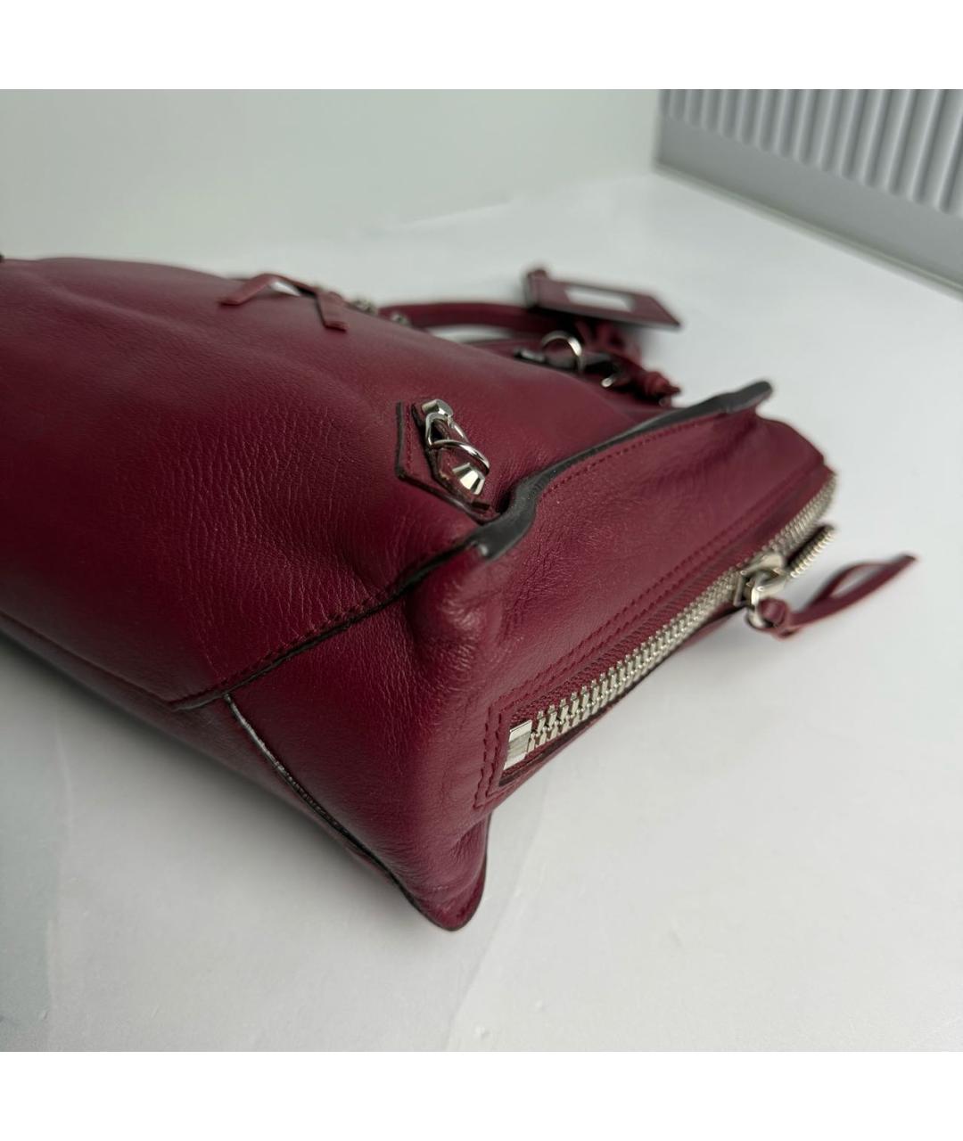 BALENCIAGA Бордовая кожаная сумка с короткими ручками, фото 4