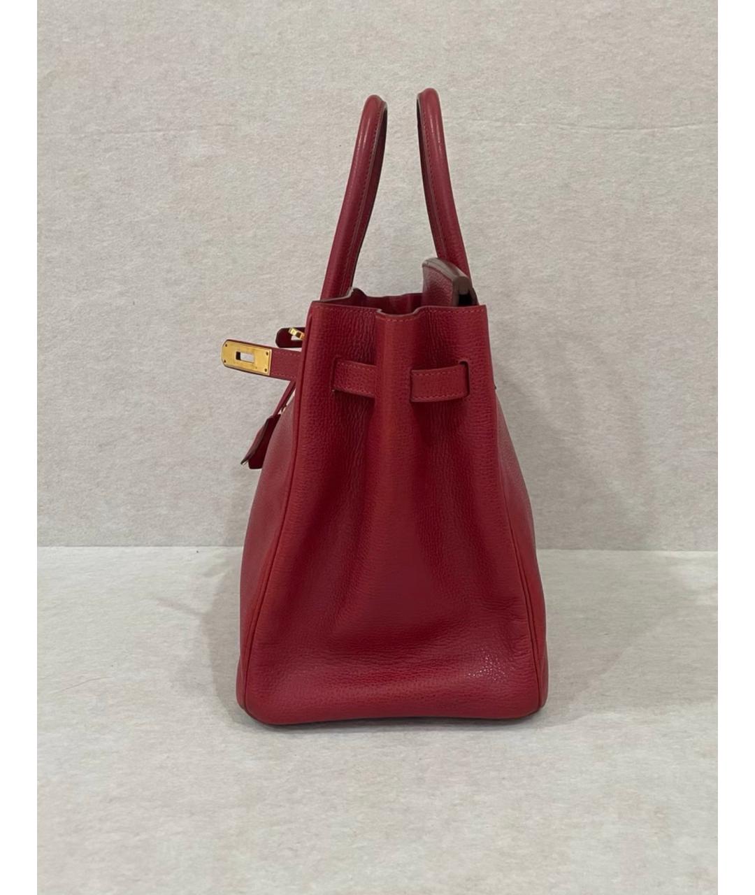 HERMES Бордовая кожаная сумка с короткими ручками, фото 6