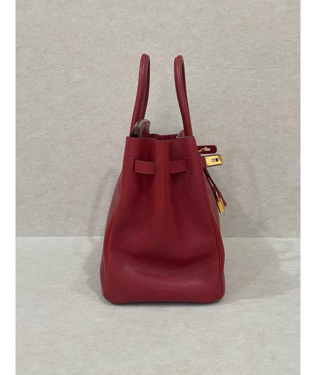 HERMES Бордовая кожаная сумка с короткими ручками, фото 5