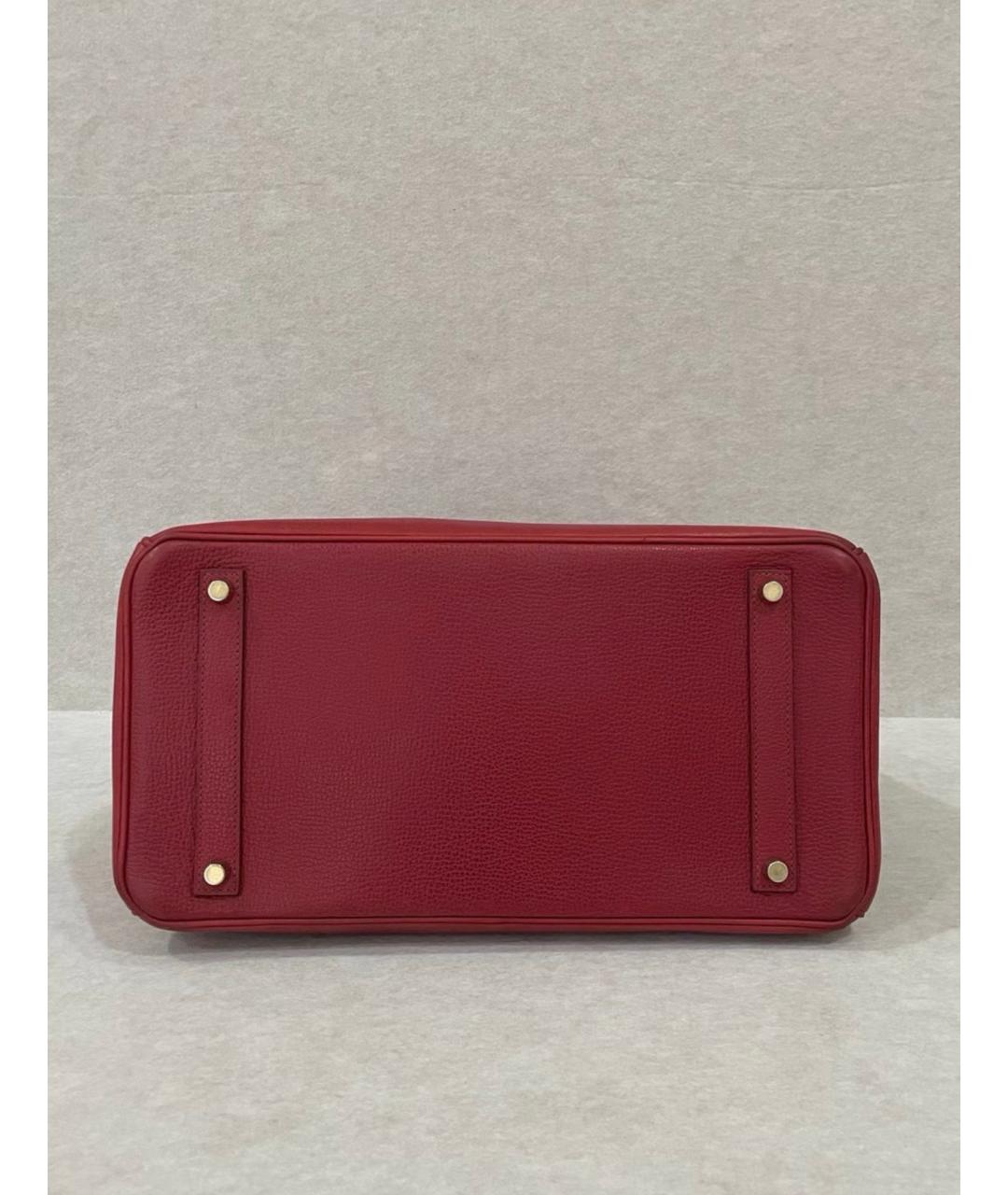 HERMES Бордовая кожаная сумка с короткими ручками, фото 7