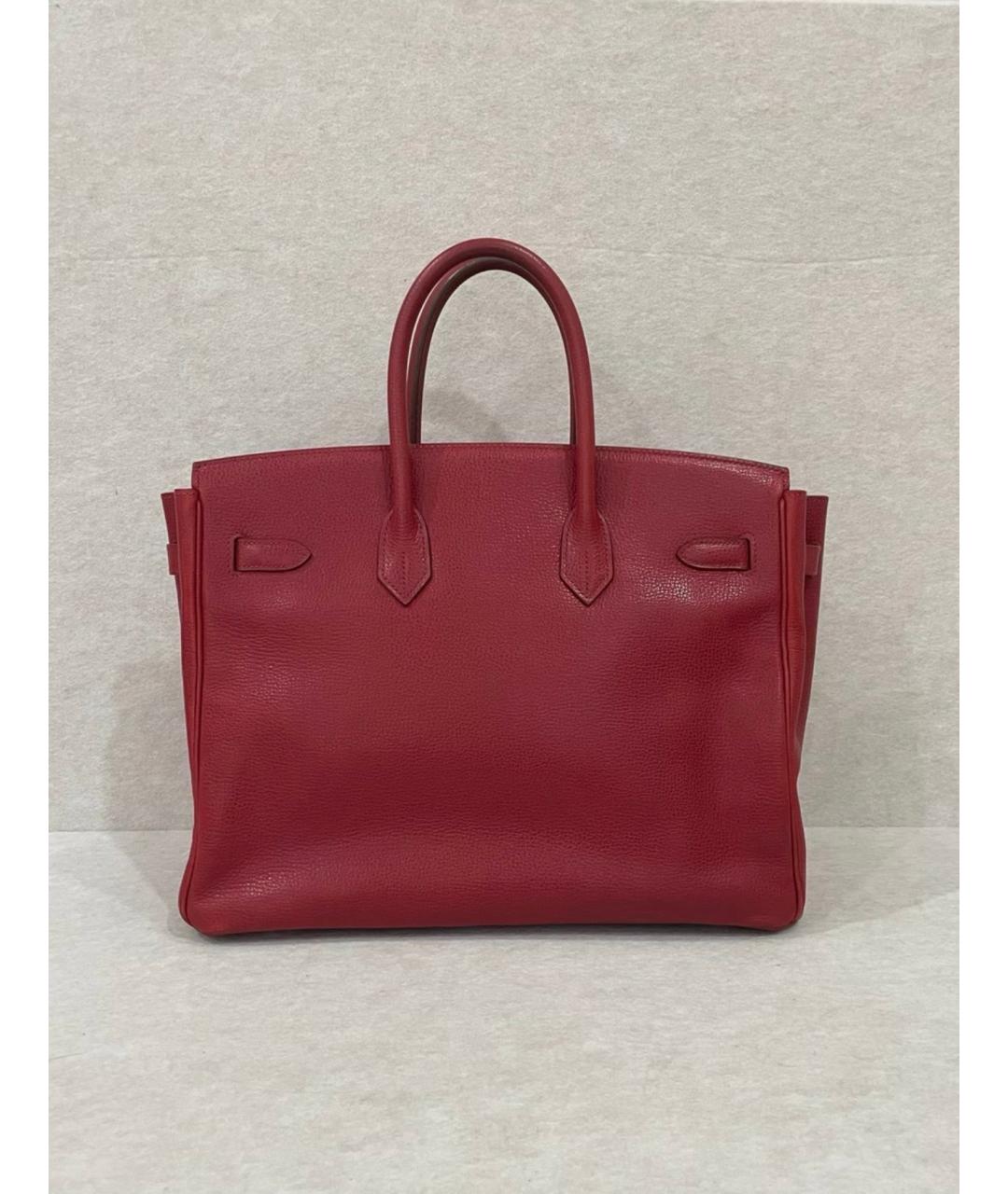 HERMES Бордовая кожаная сумка с короткими ручками, фото 4